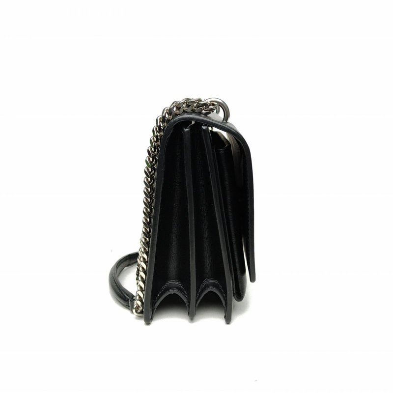 SAINT LAURENT SUNSET日落包中號22黑色牛皮銀扣肩背包-3