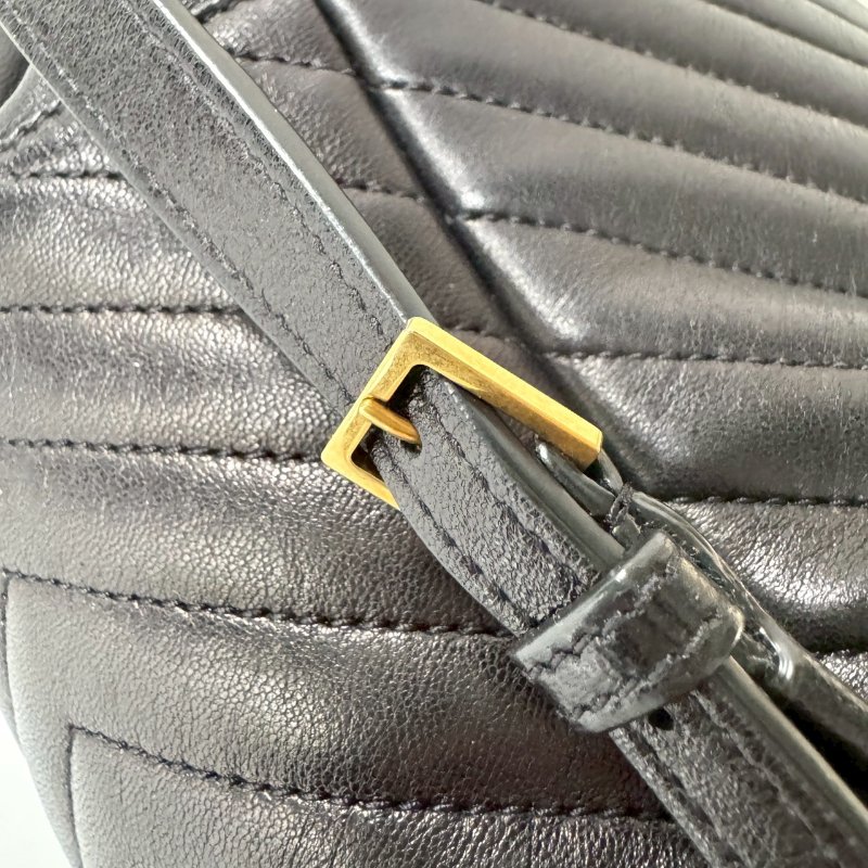 YSL SAINT LAURENT 672609 黑色 小羊皮 金釦 束口 後背包 雙肩包 現貨-8