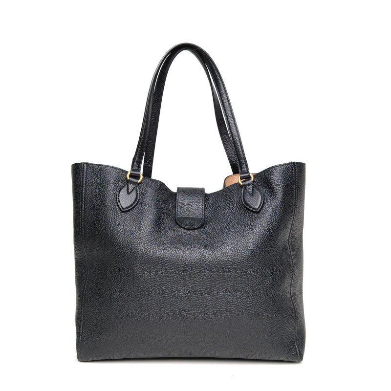 GUCCI 黑色牛皮金扣guccimarmontGG托特包購物袋肩背包-2