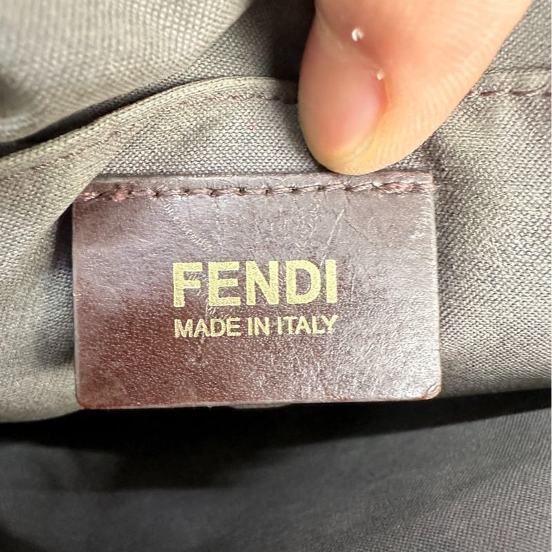 【經典棕色老花🤎中古潮人必備】Fendi 芬迪 棕色帆布老花 波士頓 手提包-8