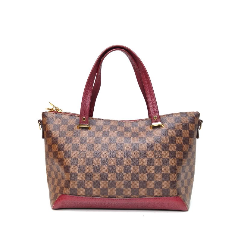 LOUIS VUITTON 棕色棋盤格PVC金扣2017HydePark手提斜挎包肩背包-2