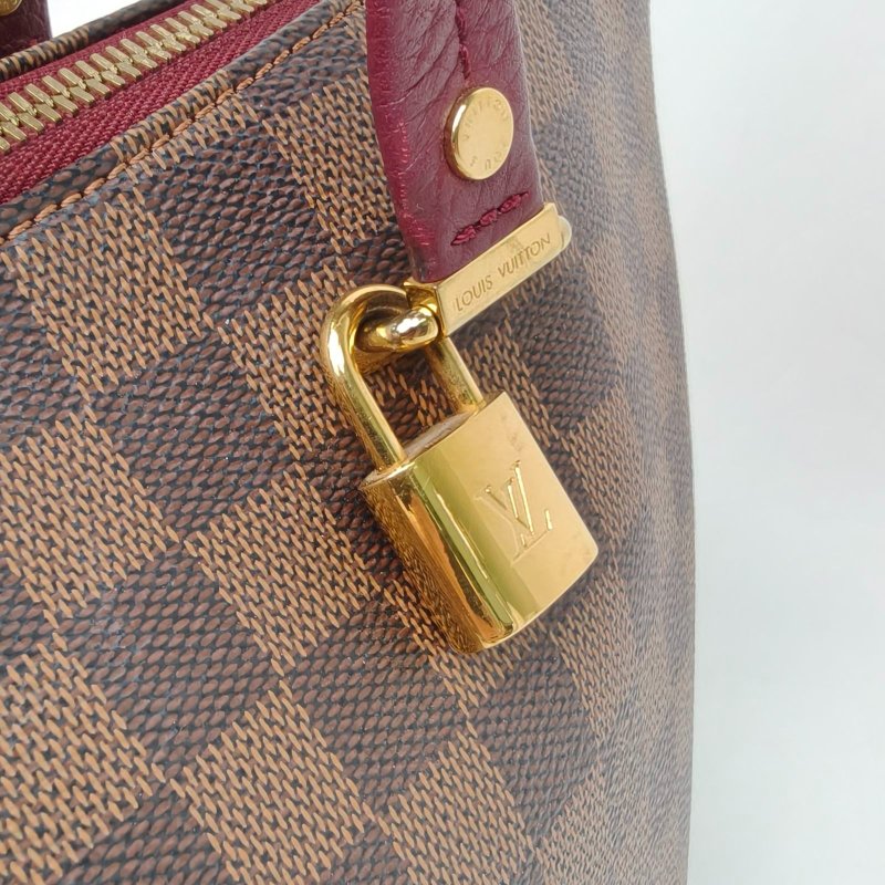 LOUIS VUITTON 棕色棋盤格PVC金扣2017HydePark手提斜挎包肩背包-4