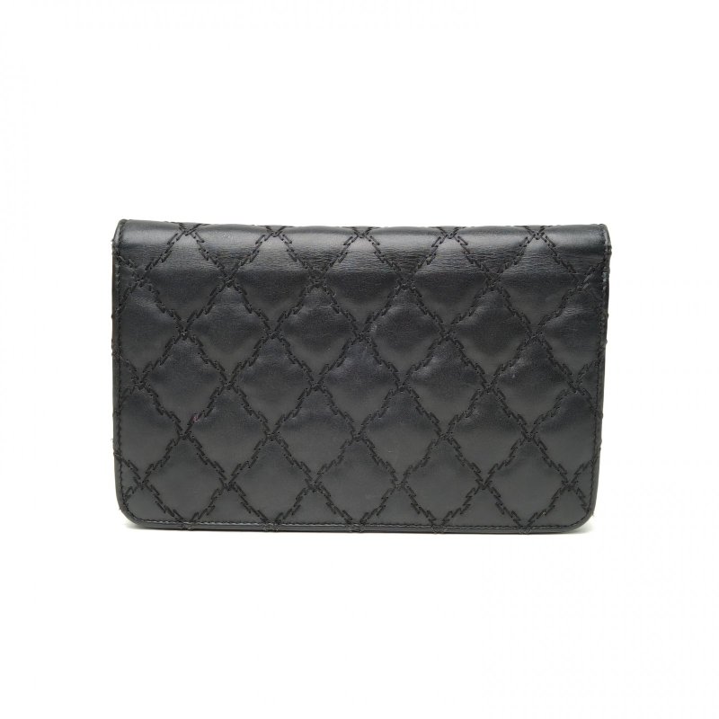 CHANEL CFWOC琺瑯扣黑色牛皮20開琺瑯扣肩背包-2