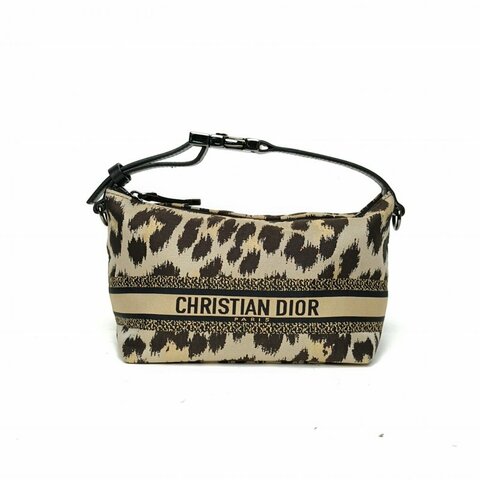 DIOR 豹紋帆布鎢鋼扣DiortravelNomad飯盒包小號肩背包
