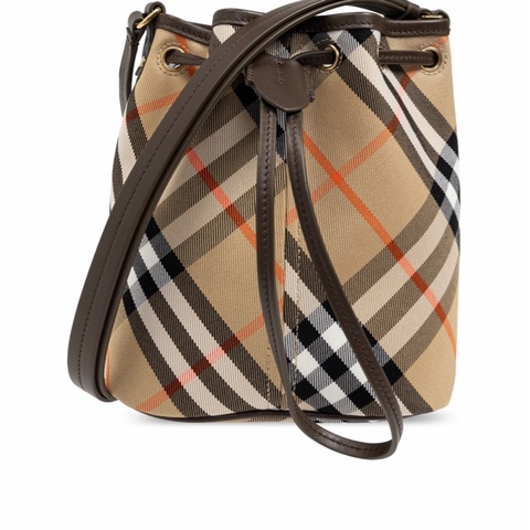 Burberry 女士 迷你格紋圖案水桶包均碼碼MINI、20cm*10.5cm*17.5cm