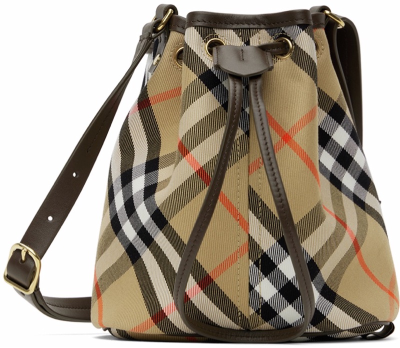 Burberry 女士 迷你格紋圖案水桶包均碼碼MINI、20cm*10.5cm*17.5cm-2