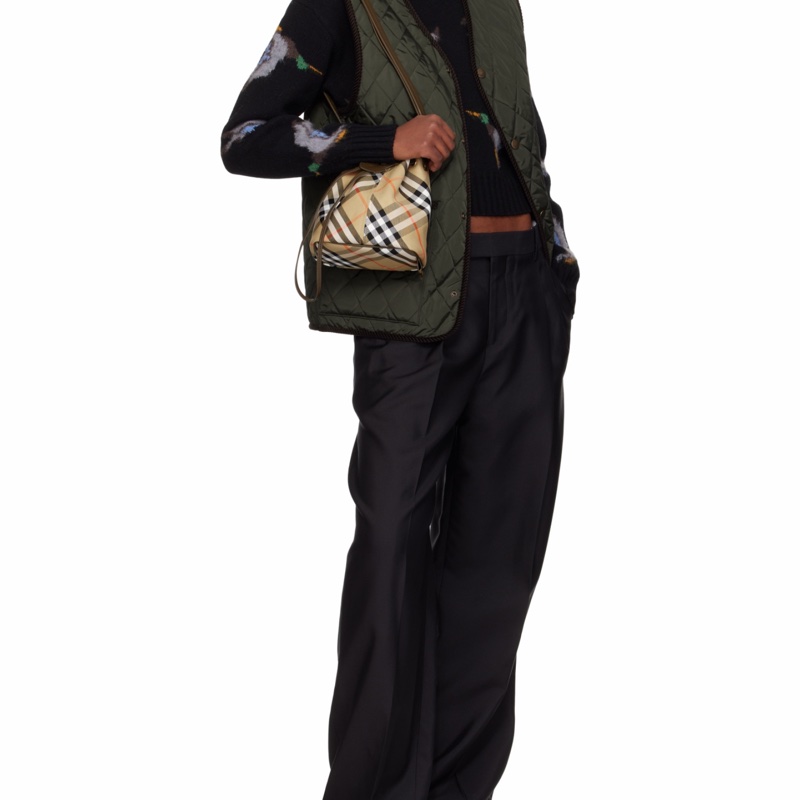 Burberry 女士 迷你格紋圖案水桶包均碼碼MINI、20cm*10.5cm*17.5cm-4