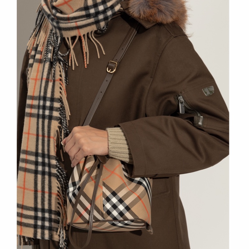 Burberry 女士 迷你格紋圖案水桶包均碼碼MINI、20cm*10.5cm*17.5cm-5