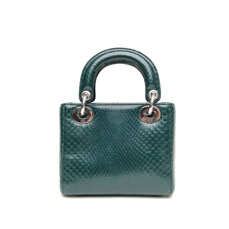 DIOR Lady戴妃包三格墨綠色蛇皮銀扣2016肩背包-2