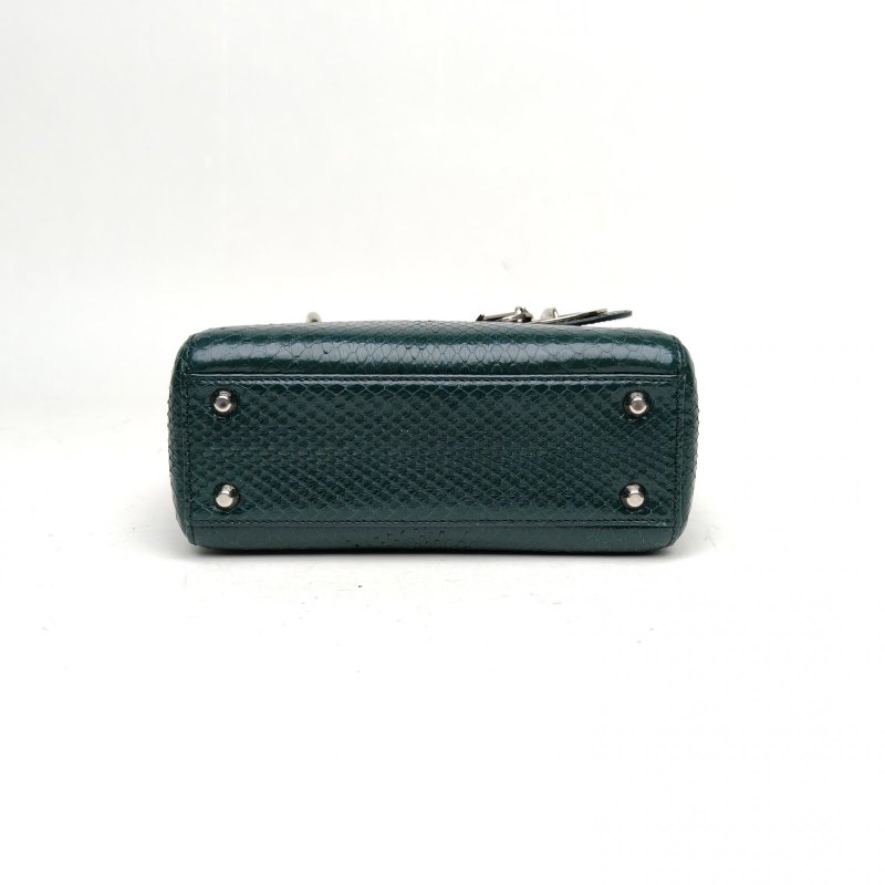 DIOR Lady戴妃包三格墨綠色蛇皮銀扣2016肩背包-4