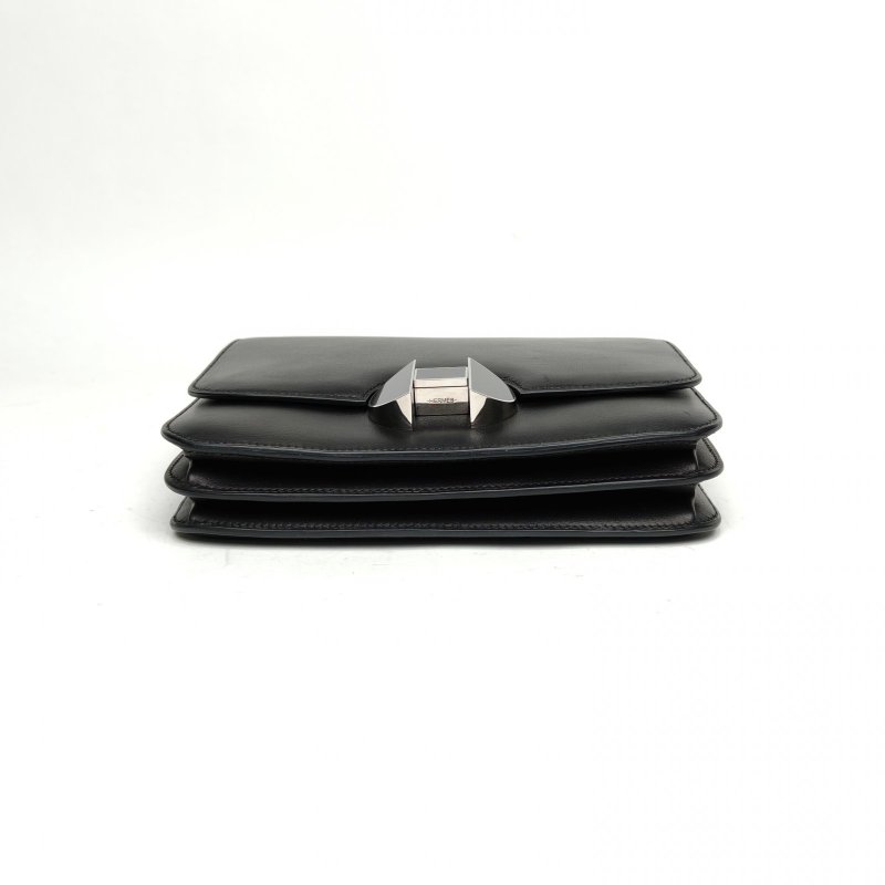 HERMES 2002-20肩背包黑色EVERGRAIN皮D刻黑扣肩背包-4