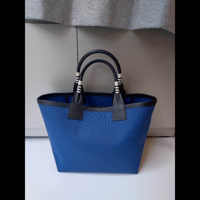 Hermes 黑把藍布身托特包 steeple 25-4