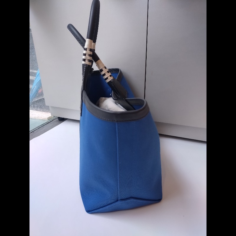 Hermes 黑把藍布身托特包 steeple 25-7