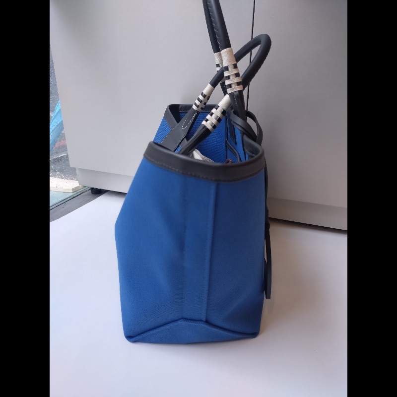 Hermes 黑把藍布身托特包 steeple 25-11
