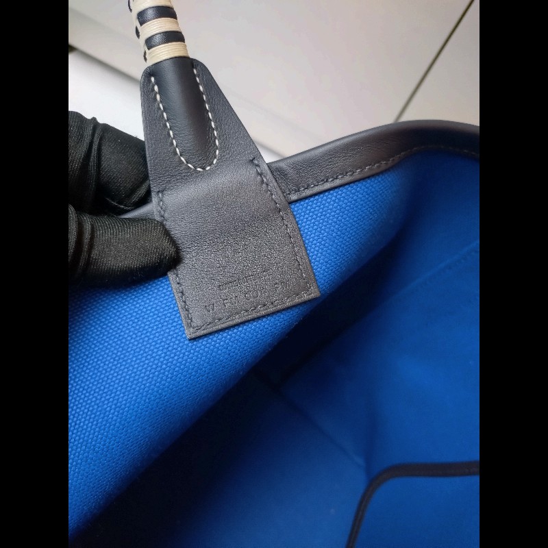 Hermes 黑把藍布身托特包 steeple 25-13