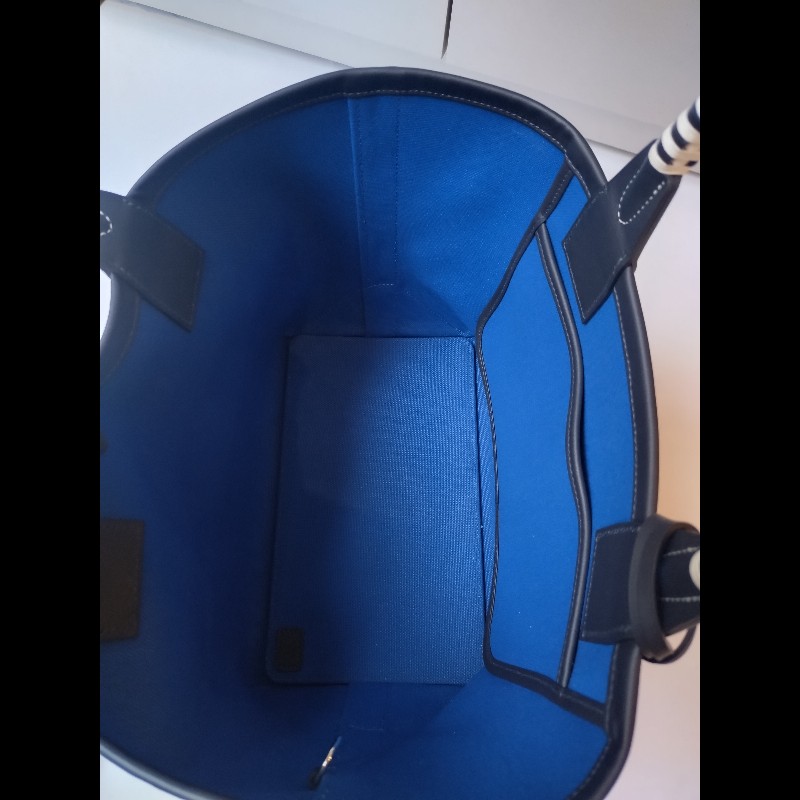 Hermes 黑把藍布身托特包 steeple 25-14