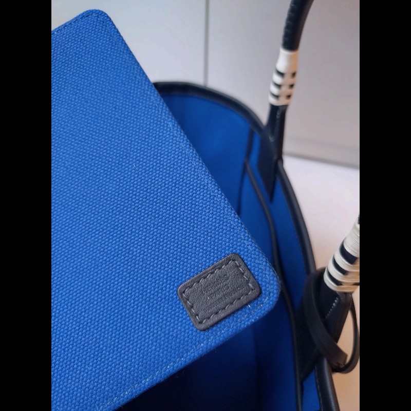 Hermes 黑把藍布身托特包 steeple 25-15
