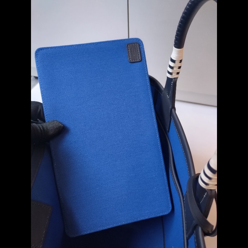 Hermes 黑把藍布身托特包 steeple 25-17