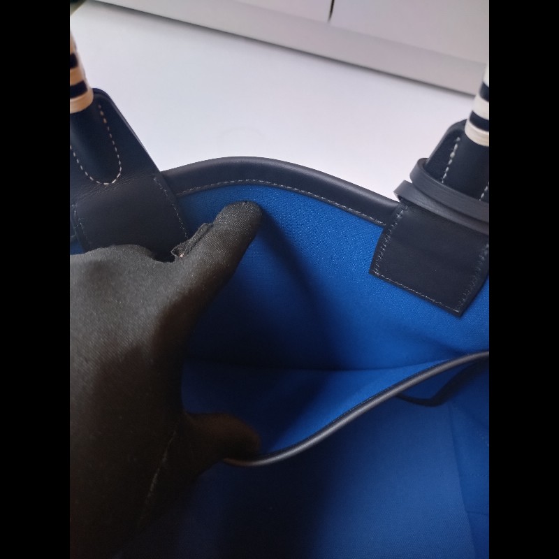 Hermes 黑把藍布身托特包 steeple 25-19