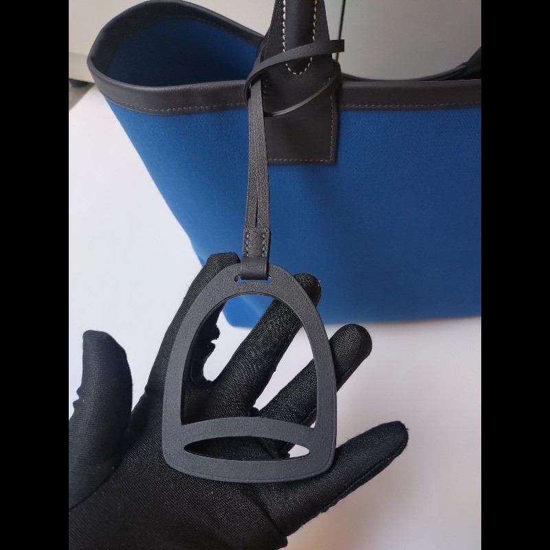 Hermes 黑把藍布身托特包 steeple 25-23