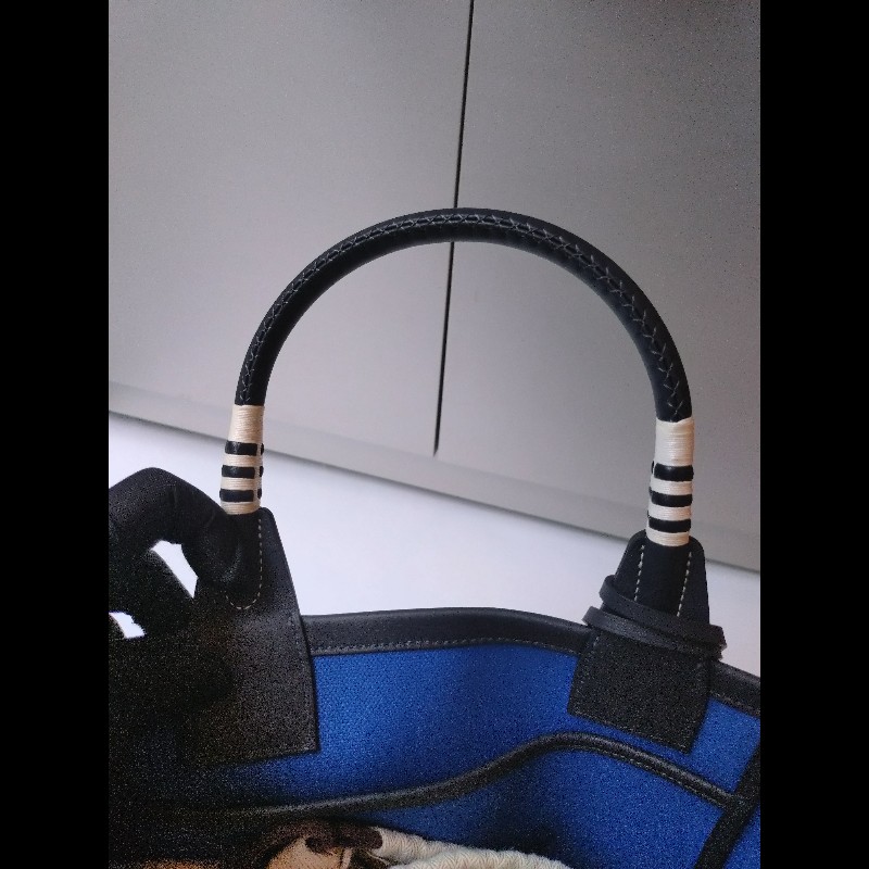 Hermes 黑把藍布身托特包 steeple 25-25