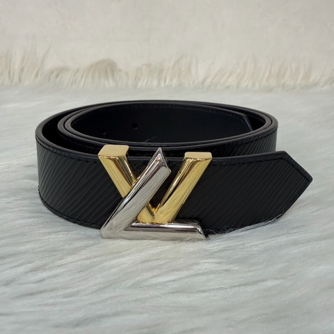 LV M9360W 黑牛皮 水波紋 EPI 金銀釦 腰帶 皮帶