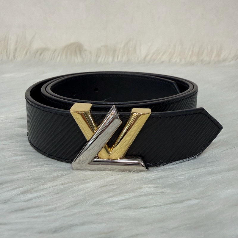 LV M9360W 黑牛皮 水波紋 EPI 金銀釦 腰帶 皮帶-0