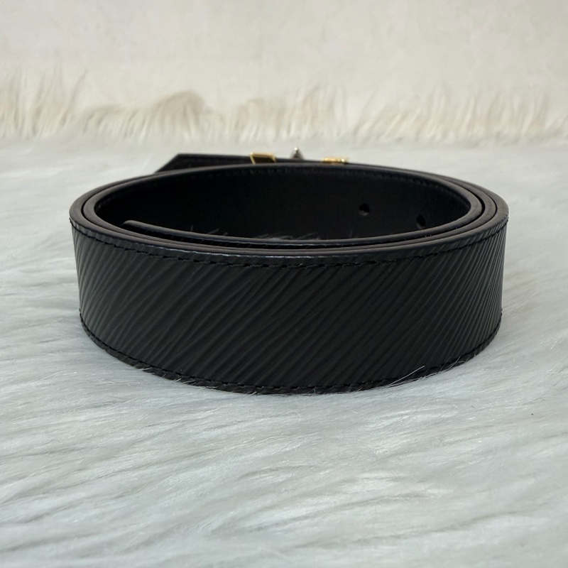 LV M9360W 黑牛皮 水波紋 EPI 金銀釦 腰帶 皮帶-2