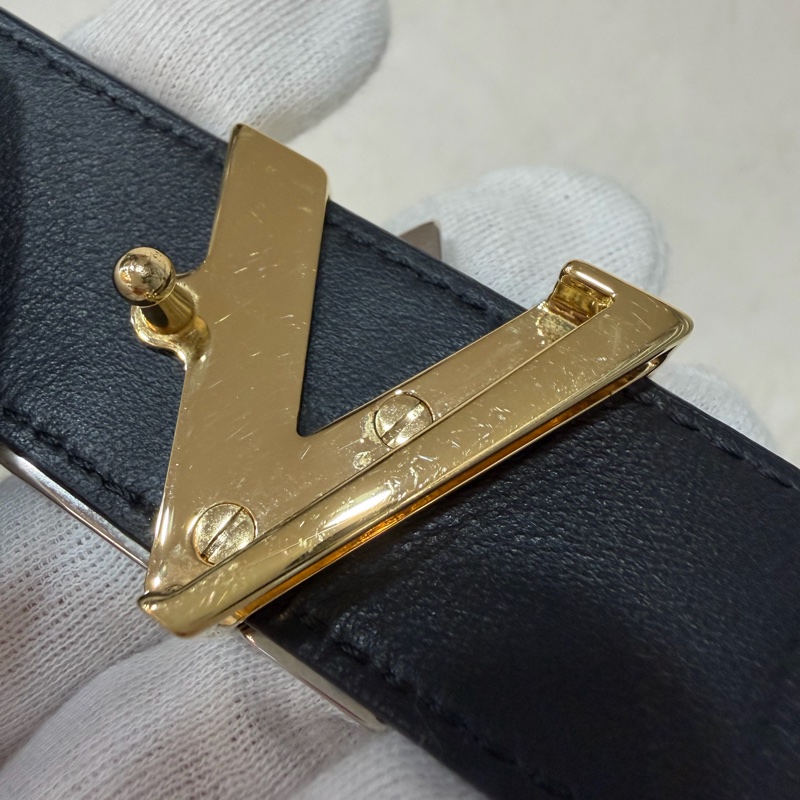 LV M9360W 黑牛皮 水波紋 EPI 金銀釦 腰帶 皮帶-10