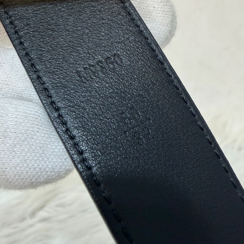 LV M9360W 黑牛皮 水波紋 EPI 金銀釦 腰帶 皮帶-12