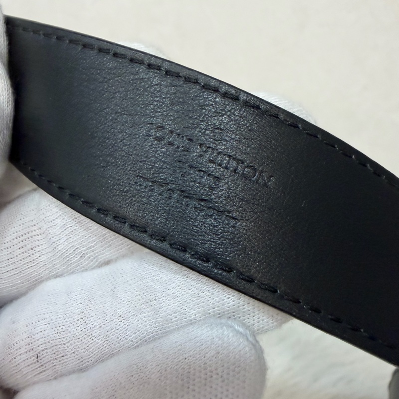 LV M9360W 黑牛皮 水波紋 EPI 金銀釦 腰帶 皮帶-13