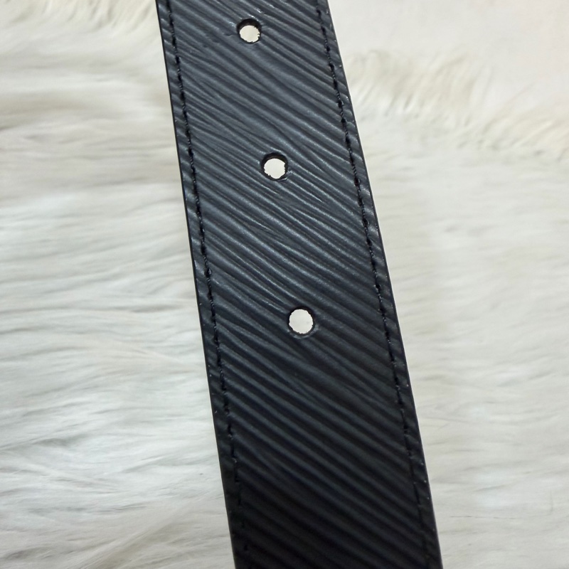 LV M9360W 黑牛皮 水波紋 EPI 金銀釦 腰帶 皮帶-18