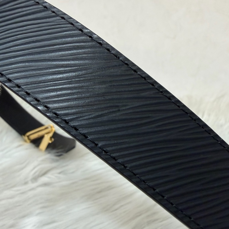 LV M9360W 黑牛皮 水波紋 EPI 金銀釦 腰帶 皮帶-20