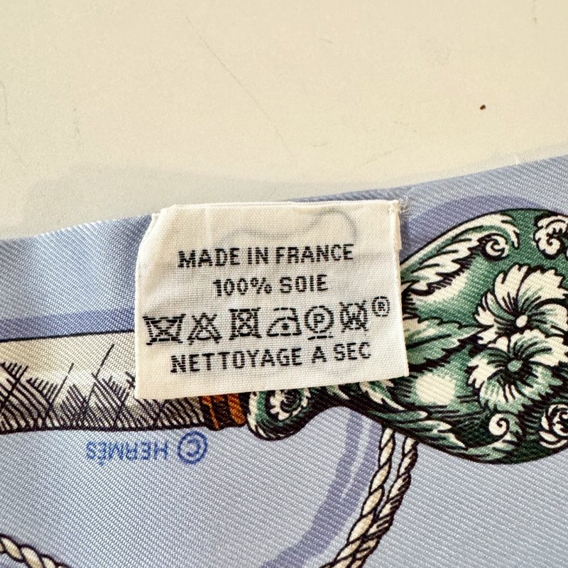 HERMES Cavalcades Twilly 絲巾 淺藍色 真絲 馬術器具目錄-2