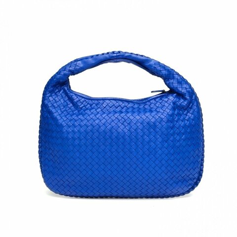 BOTTEGA VENETA 藍色羊皮鎢鋼扣和尚包中號肩背包