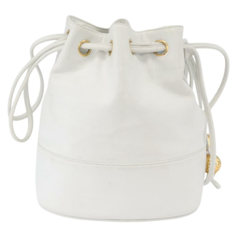 【日本直送】香奈兒 COCO 標誌單背包，白色皮革，金色雙C標誌，正品 gh2005A-1