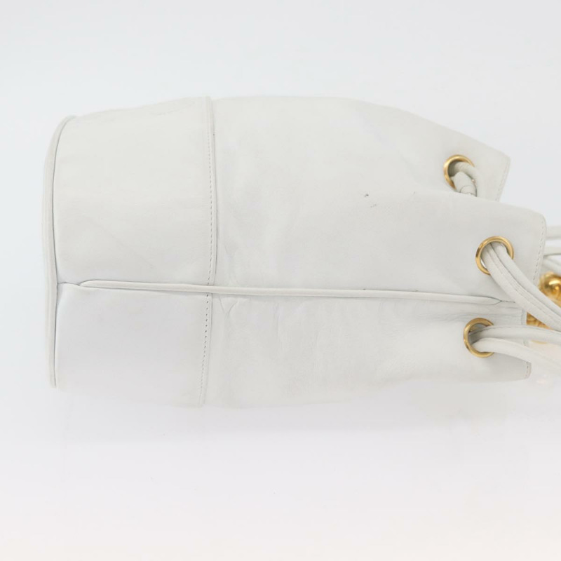 【日本直送】香奈兒 COCO 標誌單背包，白色皮革，金色雙C標誌，正品 gh2005A-2