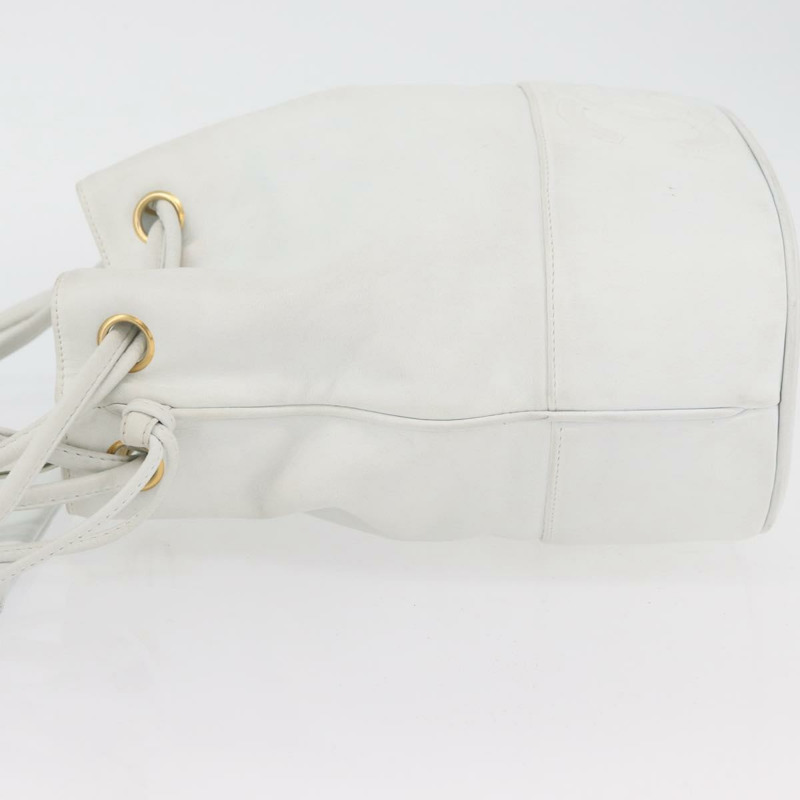 【日本直送】香奈兒 COCO 標誌單背包，白色皮革，金色雙C標誌，正品 gh2005A-3
