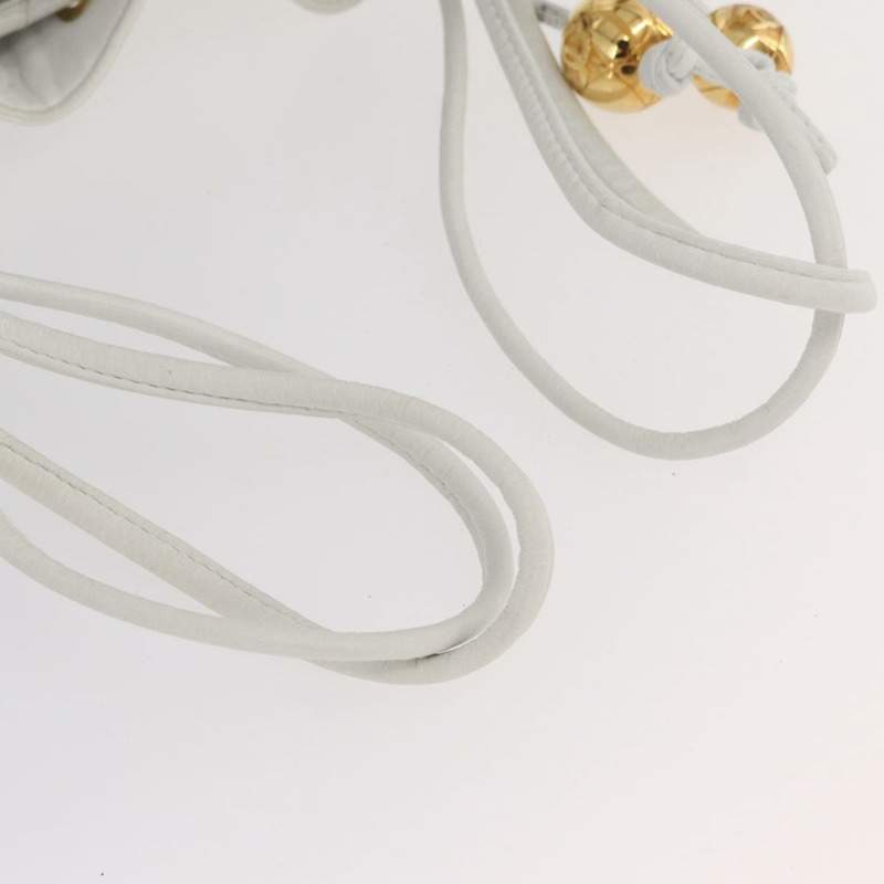 【日本直送】香奈兒 COCO 標誌單背包，白色皮革，金色雙C標誌，正品 gh2005A-6