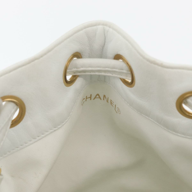【日本直送】香奈兒 COCO 標誌單背包，白色皮革，金色雙C標誌，正品 gh2005A-9