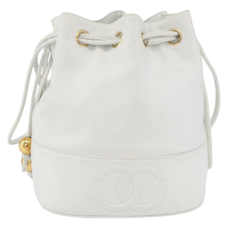 【日本直送】香奈兒 COCO 標誌單背包，白色皮革，金色雙C標誌，正品 gh2005A-12