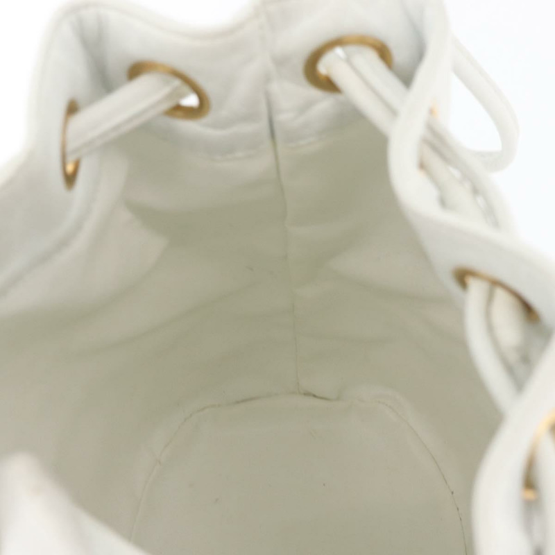 【日本直送】香奈兒 COCO 標誌單背包，白色皮革，金色雙C標誌，正品 gh2005A-17