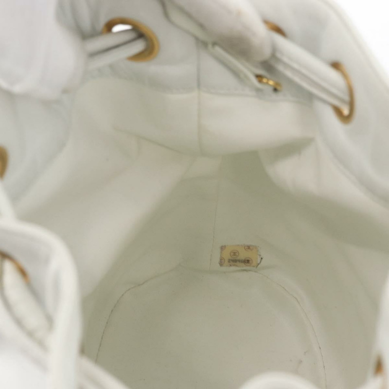 【日本直送】香奈兒 COCO 標誌單背包，白色皮革，金色雙C標誌，正品 gh2005A-18