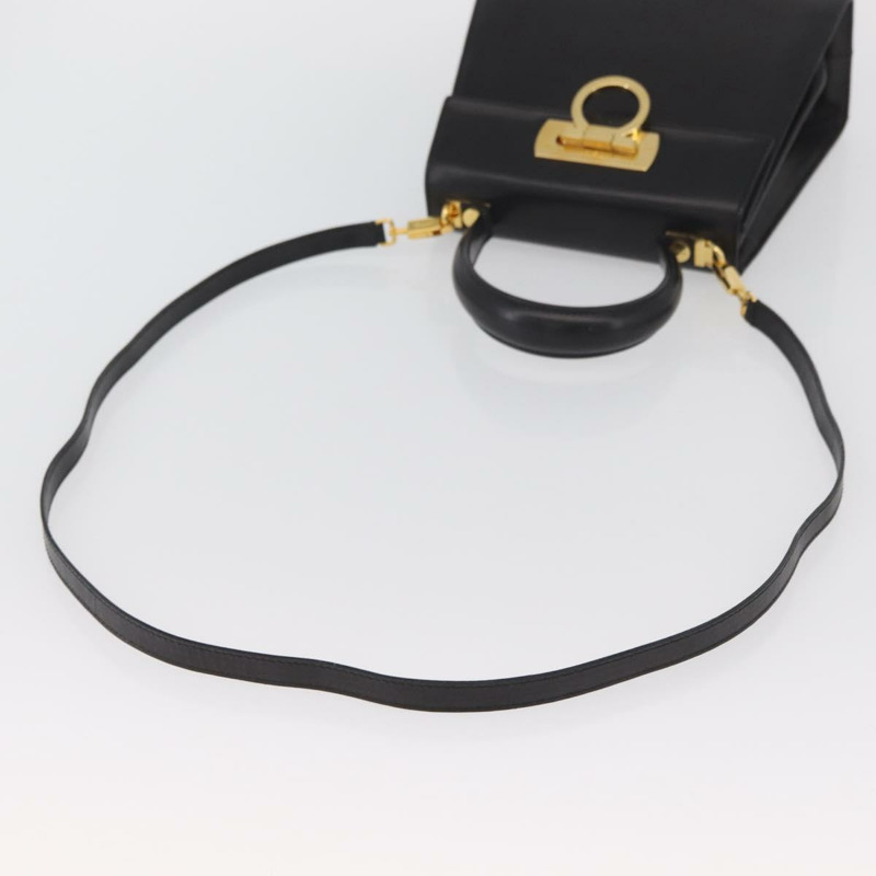 【日本直送】Salvatore Ferragamo Gancini 手提包 皮革 兩用 黑色 金色 正品 YKZ202A-7