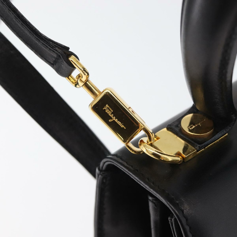 【日本直送】Salvatore Ferragamo Gancini 手提包 皮革 兩用 黑色 金色 正品 YKZ202A-8