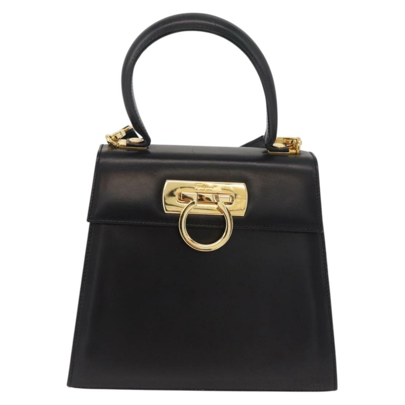 【日本直送】Salvatore Ferragamo Gancini 手提包 皮革 兩用 黑色 金色 正品 YKZ202A-12