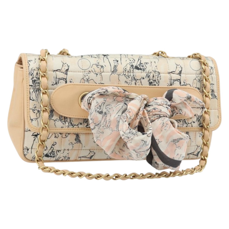 【日本直送】香奈兒 Choco Bar 鏈條肩背包 緞麵粉金色金色 X 正品 ARZ748SAV-0