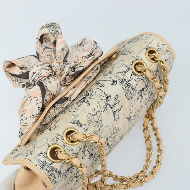 【日本直送】香奈兒 Choco Bar 鏈條肩背包 緞麵粉金色金色 X 正品 ARZ748SAV-5