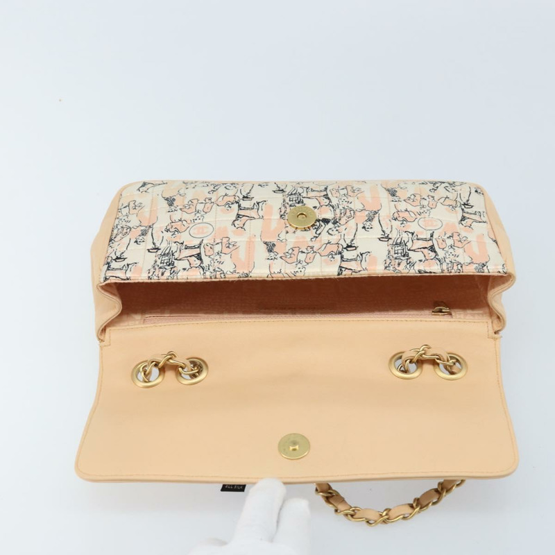 【日本直送】香奈兒 Choco Bar 鏈條肩背包 緞麵粉金色金色 X 正品 ARZ748SAV-8