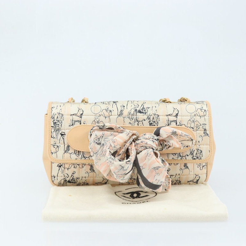 【日本直送】香奈兒 Choco Bar 鏈條肩背包 緞麵粉金色金色 X 正品 ARZ748SAV-11